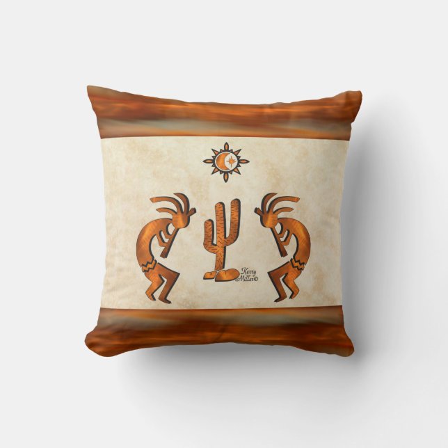 Kokopelli And Cactus Cushion (Front)