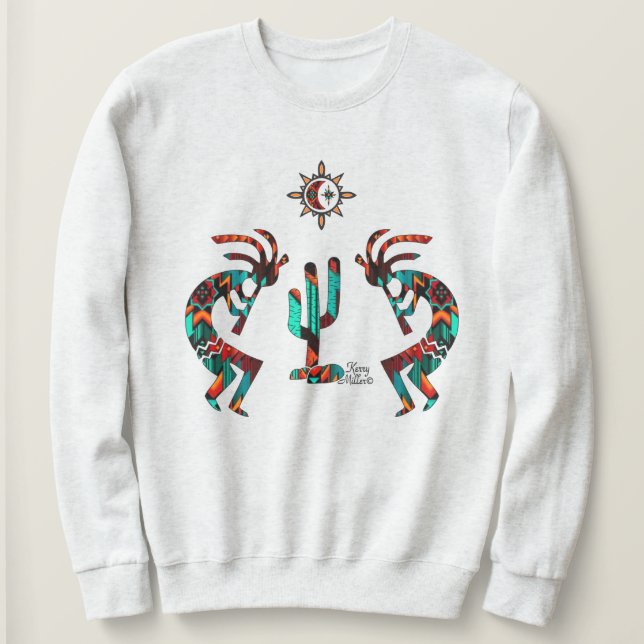 Kokopelli And Cactus Sweatshirt (Design Front)