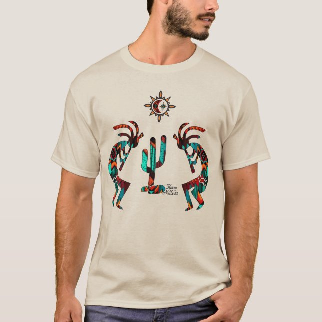 Kokopelli And Cactus T-Shirt (Front)