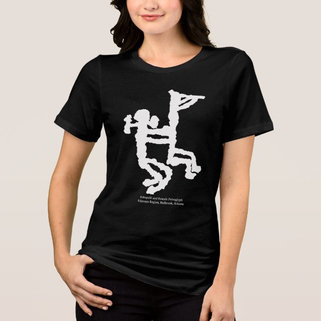 Kokopelli and Female Petroglyph Tri-Blend Shirt (Front)