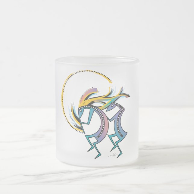 Kokopelli and Kokopelli Mana Frosted Glass Coffee Mug (Center)