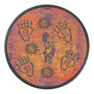 Kokopelli Art Hockey Puck