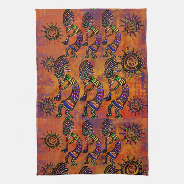 Kokopelli Art Kitchen Towel (Vertical)
