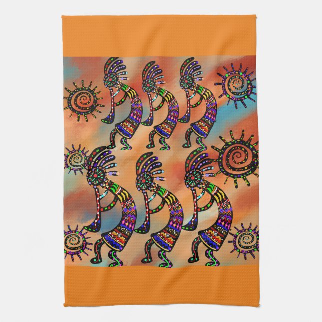 Kokopelli Art Kitchen Towel (Vertical)