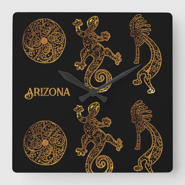 Kokopelli Art Square Wall Clock (Front)
