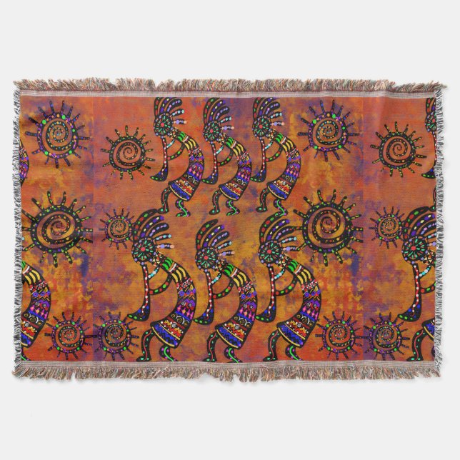 Kokopelli Art  Throw Blanket (Front)