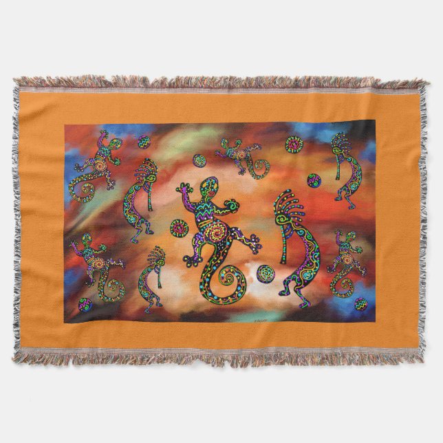 Kokopelli Art Throw Blanket (Front)