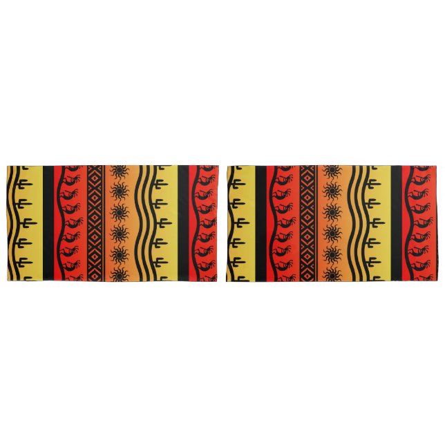 Kokopelli Aztec Tribal Pattern Southwestern Design Pillowcase (Front-Set)