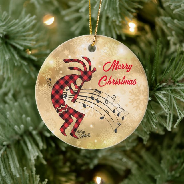 Kokopelli Christmas Ceramic Ornament (Tree)