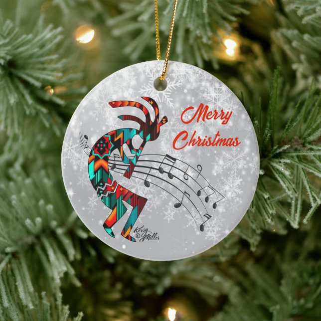 Kokopelli Christmas Ceramic Ornament (Tree)
