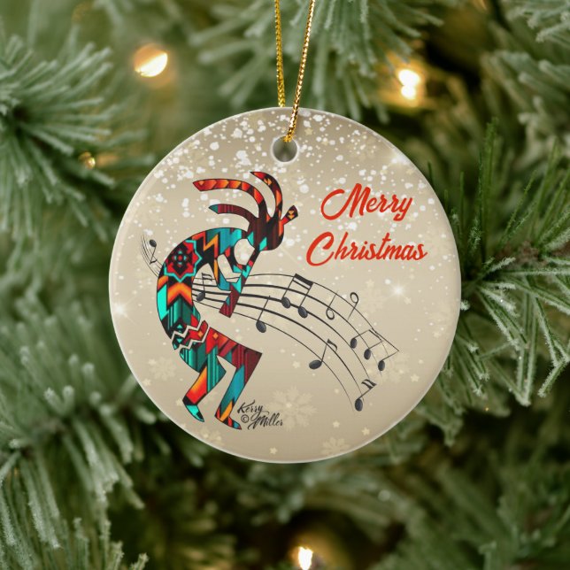 Kokopelli Christmas Ceramic Ornament (Tree)