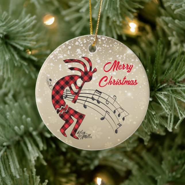 Kokopelli Christmas Ceramic Ornament (Tree)
