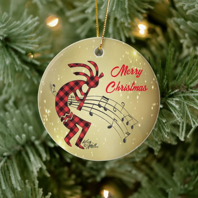 Kokopelli Christmas Ceramic Ornament (Tree)
