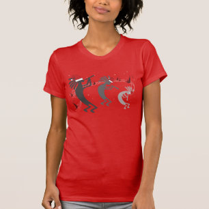 Kokopelli Christmas Ladies Red T-Shirt