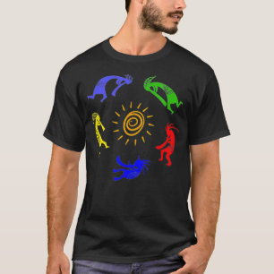 Kokopelli Colorful Sun Dancing Musicians Good Fort T-Shirt