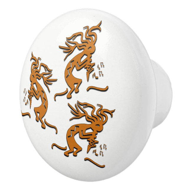 Kokopelli Dancing Musicians Ceramic Knob (Right)