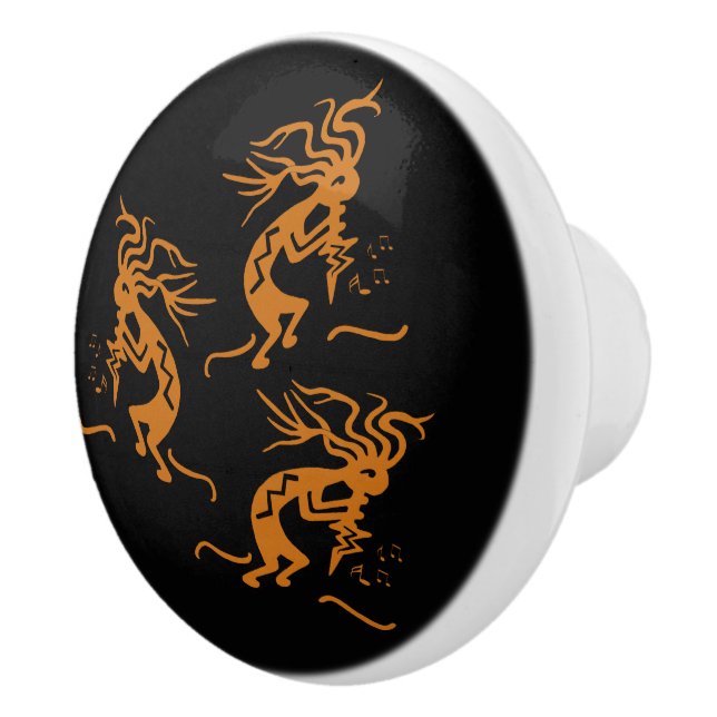Kokopelli Dancing Musicians Ceramic Knob (Right)