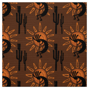 Kokopelli Desert Southwest Sun Brown Fabric