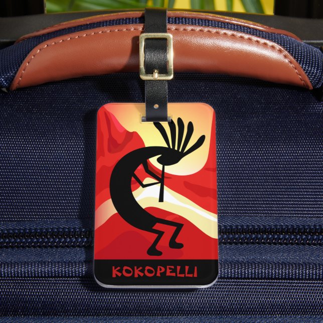Kokopelli Desert Sunset Custom Luggage Tag (Front Insitu 2)