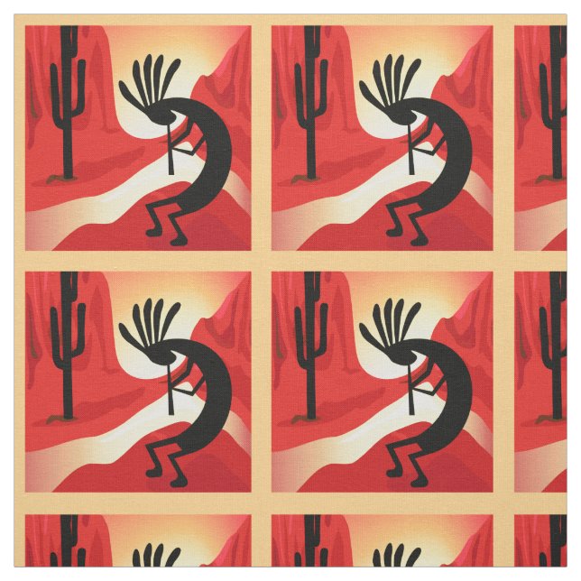 Kokopelli Desert Sunset Southwest Fabric (Swatch)