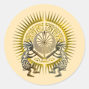 Kokopelli Duo - Man In The Maze - Sun 1 Classic Round Sticker