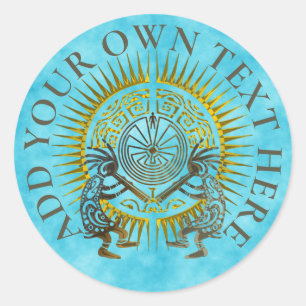 Kokopelli Duo - Man In The Maze - Sun 1 Classic Round Sticker