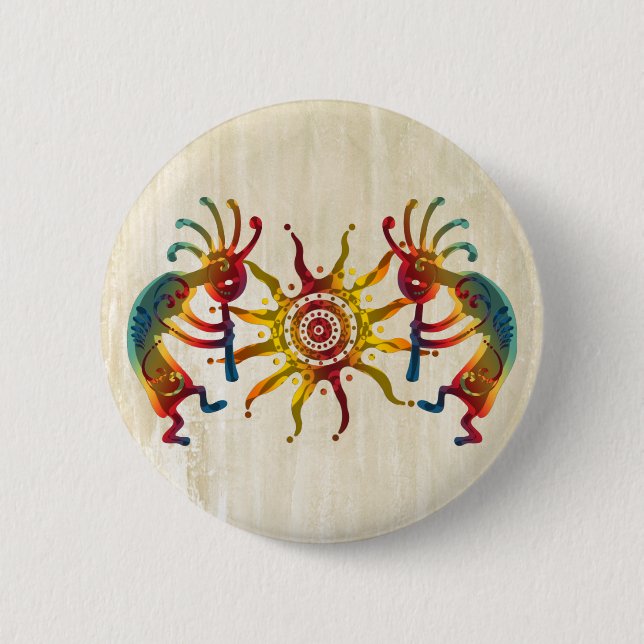 KOKOPELLI DUO SUN + your ideas 6 Cm Round Badge (Front)