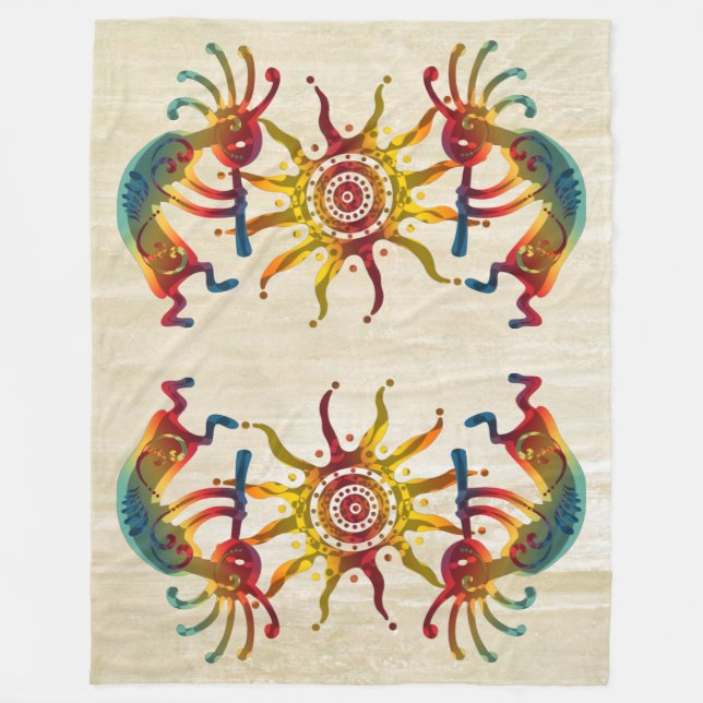 KOKOPELLI DUO SUN + your ideas Fleece Blanket (Front)