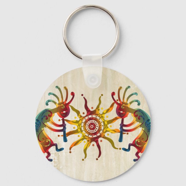 KOKOPELLI DUO SUN + your ideas Key Ring (Front)