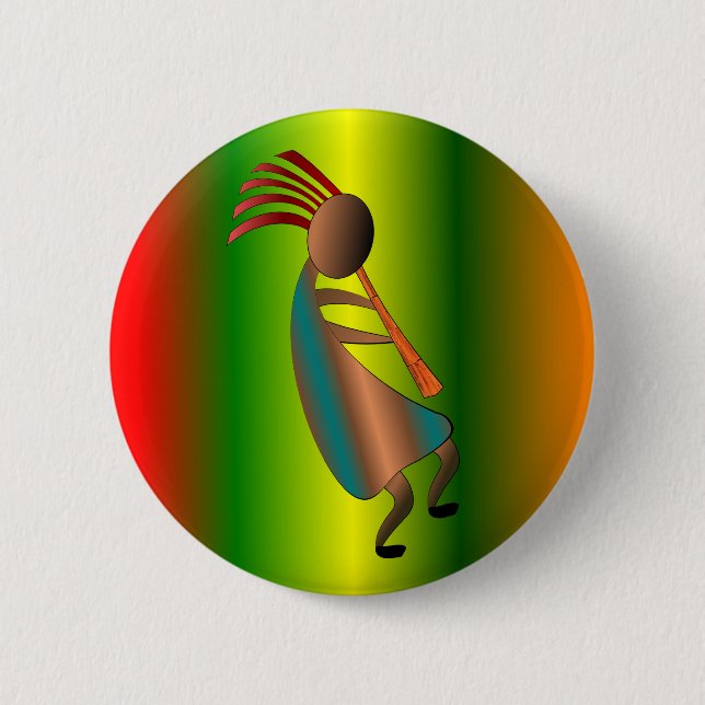 Kokopelli Flute Player 6 Cm Round Badge (Front)