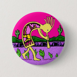 Kokopelli, Flute Player of the Desert 6 Cm Round Badge