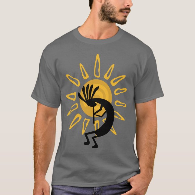 Kokopelli Gold Mens Basic Grey Tshirt (Front)