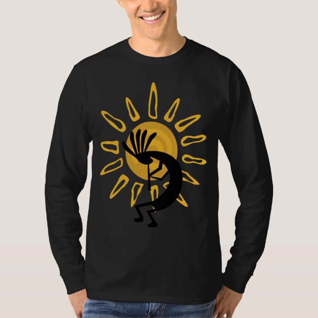 Kokopelli Gold Mens Long Sleeve T-shirt (Front)