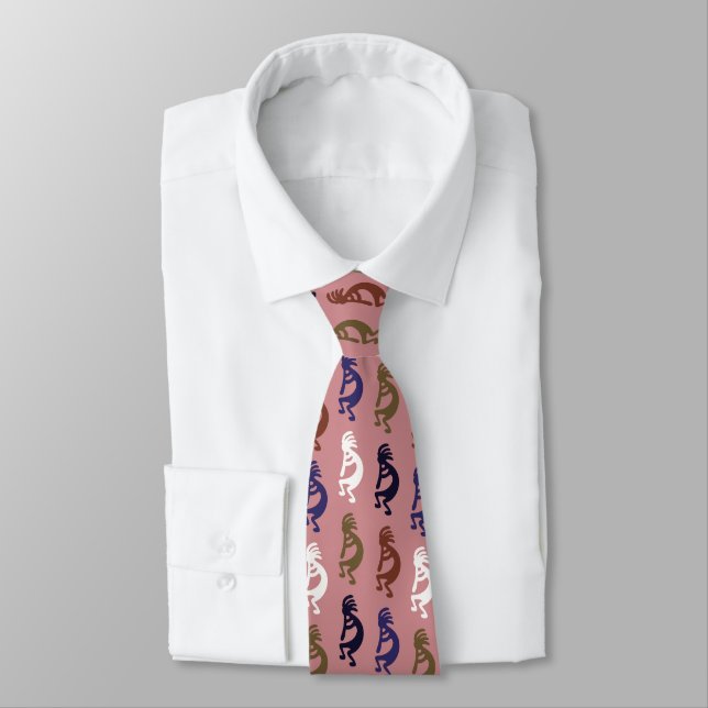 Kokopelli Group of Flute Playing Figures Neck Tie (Tied)