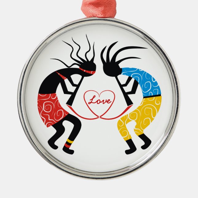 Kokopelli Love Metal Tree Decoration (Front)