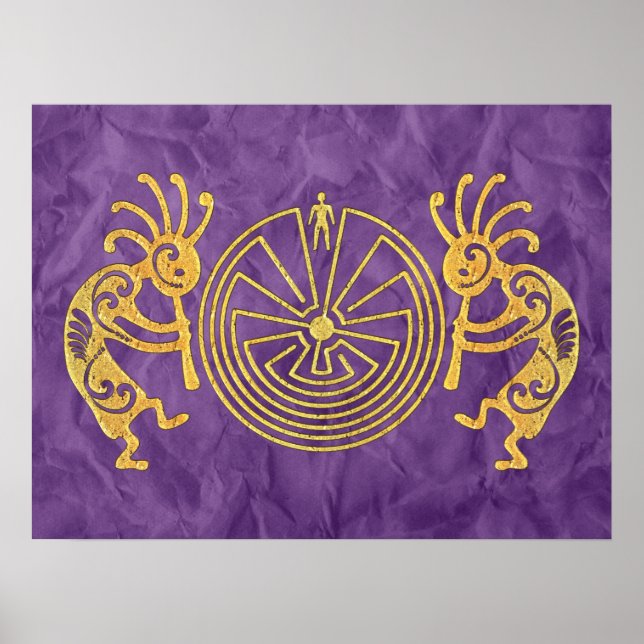 KOKOPELLI / MAN IN THE MAZE gold + your ideas Poster (Front)