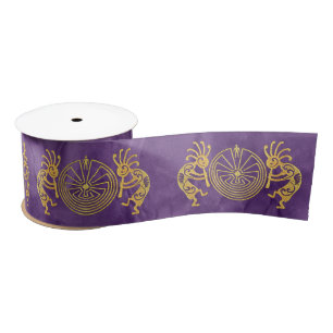 KOKOPELLI / MAN IN THE MAZE gold + your ideas Satin Ribbon