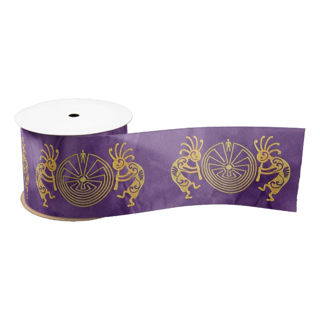 KOKOPELLI / MAN IN THE MAZE gold + your ideas Satin Ribbon (Spool)