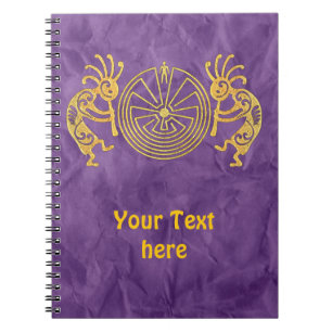 KOKOPELLI / MAN IN THE MAZE gold + your ideas Spiral Notebook