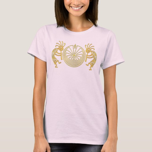 KOKOPELLI / MAN IN THE MAZE gold + your ideas T-Shirt (Front)