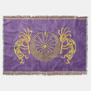 KOKOPELLI / MAN IN THE MAZE gold + your ideas Throw Blanket