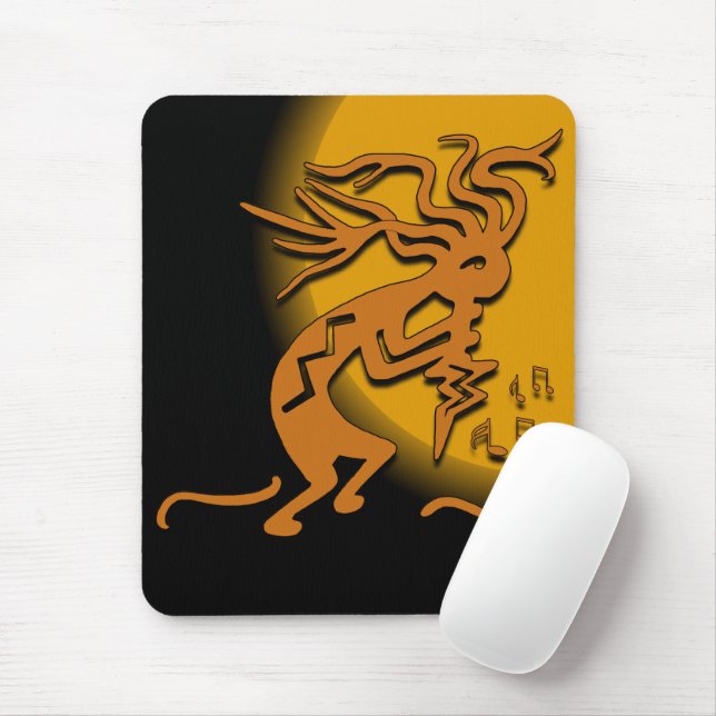 Kokopelli Merrymaker Musician Under Moonlight Mouse Pad (With Mouse)
