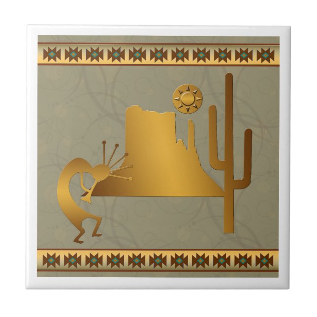 Kokopelli Mesa & Cactus Set #2 Tile (Front)