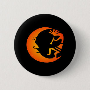 Kokopelli Moon-Black 6 Cm Round Badge