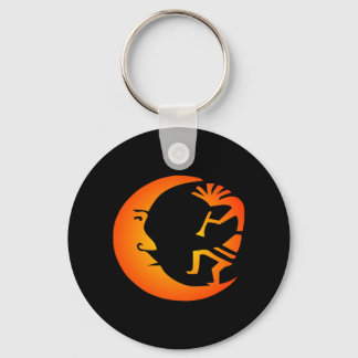 Kokopelli Moon-Black Key Ring