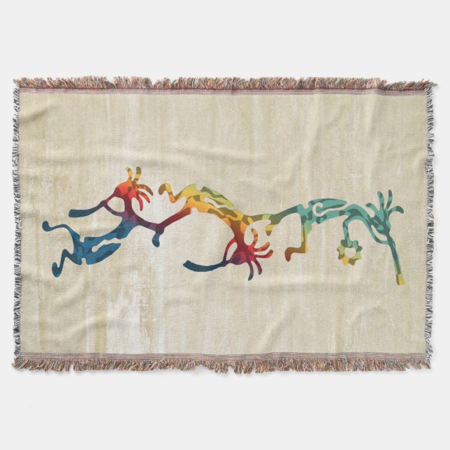 KOKOPELLI musician acrobats + your ideas Throw Blanket (Front)