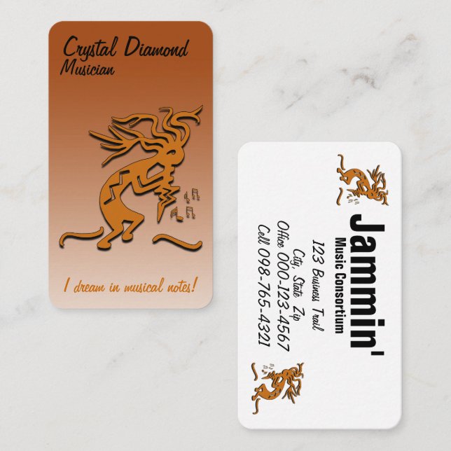 Kokopelli Musician Artwork Business Card (Front/Back)