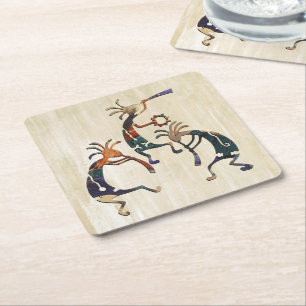 KOKOPELLI musician trio + your ideas Square Paper Coaster