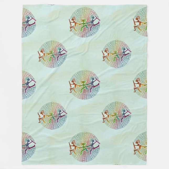 Kokopelli - Native American Seamless Pattern 5 Fleece Blanket (Front)