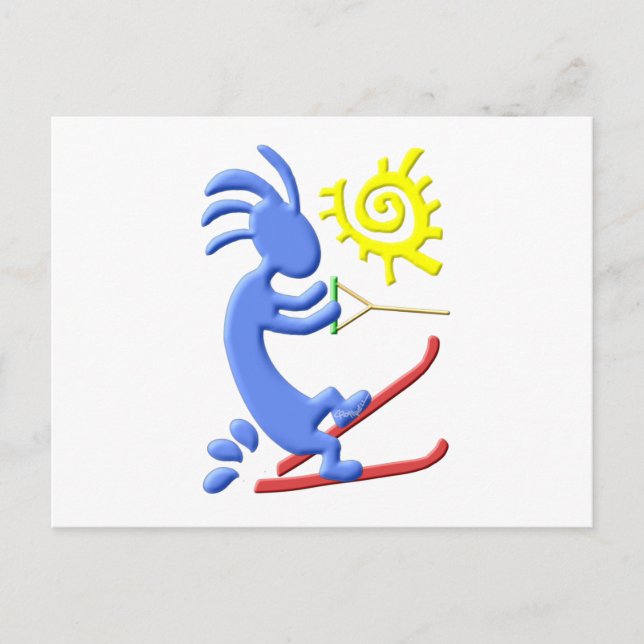 Kokopelli Native American Waterskier Postcard (Front)